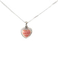 925 Sterling Silver White Mother of Pearl Rhodochrosite Heart Pendant - Pollygems HK
