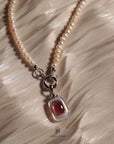 925 Sterling Silver White Mother of Pearl Tourmaline Square Pendant - Pollygems HK