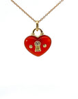 Heart Lock 18K Yellow Gold Red Agate Pendant - Pollygems HK