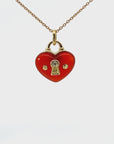 Heart Lock 18K Yellow Gold Red Agate Pendant - Pollygems HK