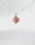 925 Sterling Silver White Mother of Pearl Rhodochrosite Heart Pendant - Pollygems HK