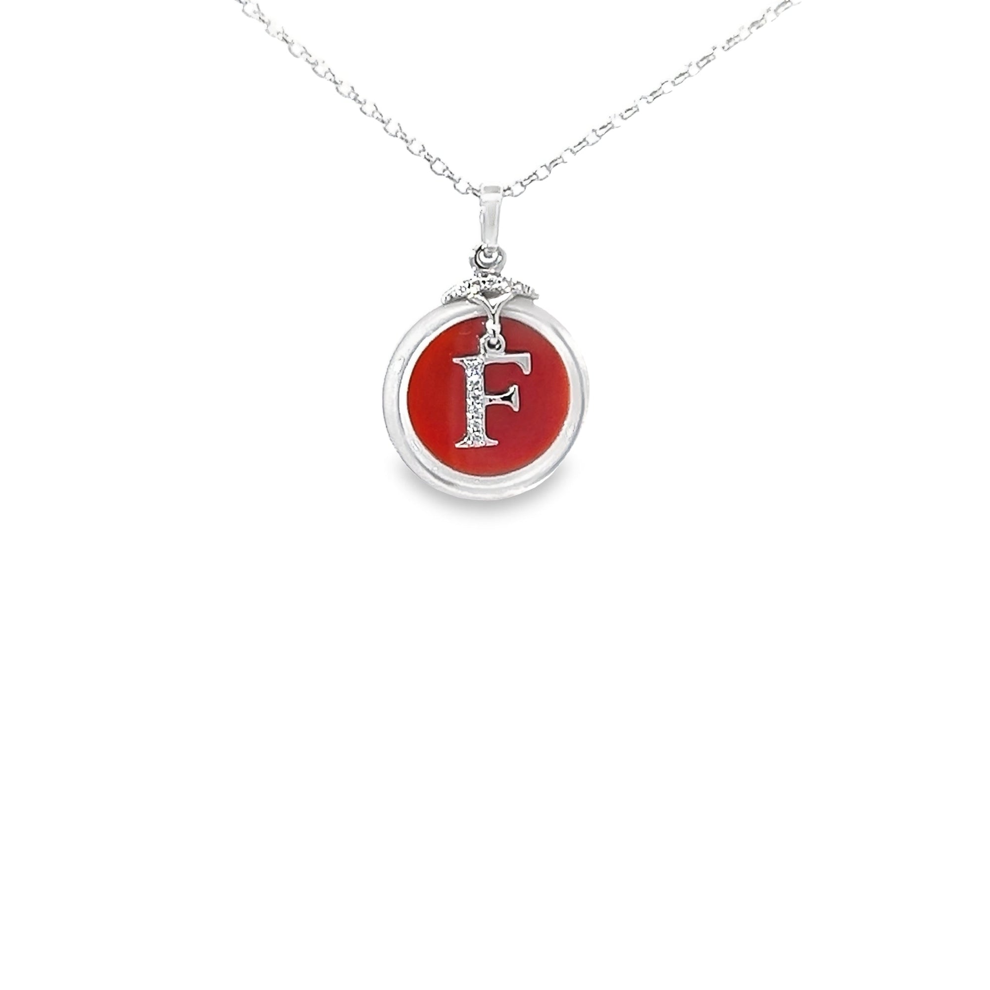 POLLYGEMS Alphabet Diamond 18K White Pendant- F - Pollygems HK