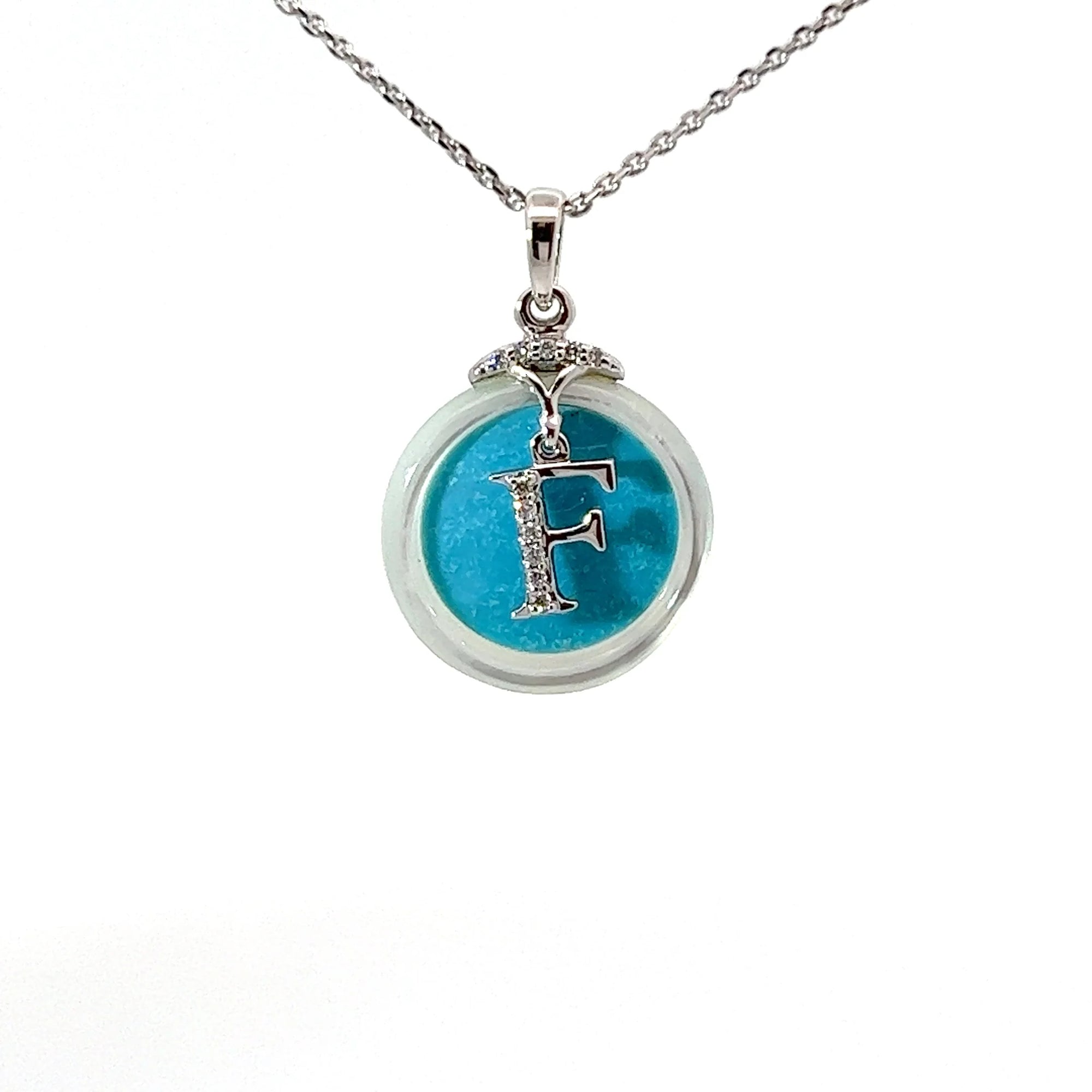 POLLYGEMS Alphabet Diamond 18K White Pendant- F - Pollygems HK