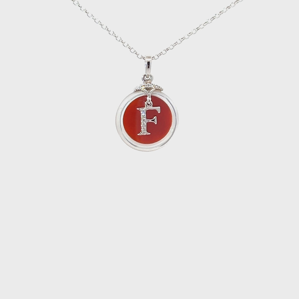  POLLYGEMS Alphabet Diamond 18K White Pendant- F - Pollygems HK