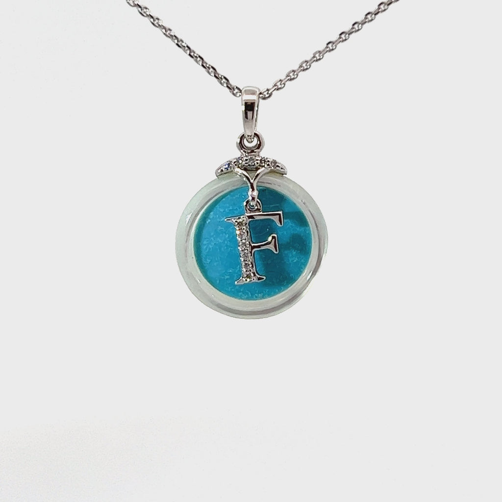  POLLYGEMS Alphabet Diamond 18K White Pendant- F - Pollygems HK