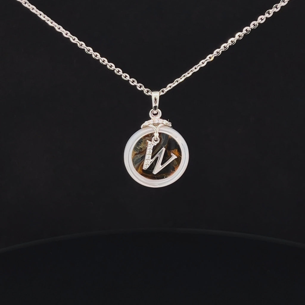 POLLYGEMS Alphabet Diamond 18K White Pendant- W - Pollygems HK