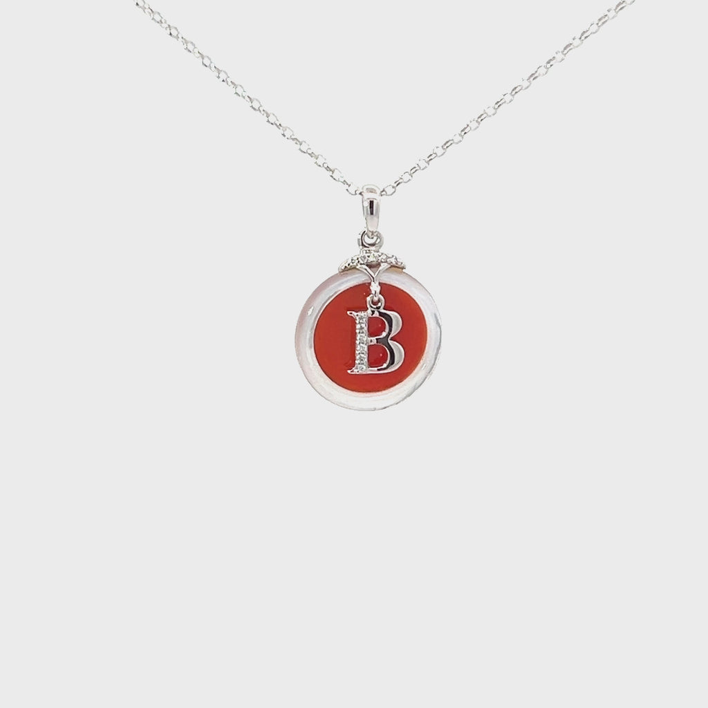 POLLYGEMS Alphabet Diamond 18K White Pendant- B - Pollygems HK
